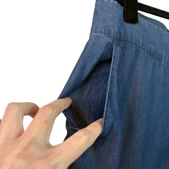 H By Halston Women's Lyocell Wide Leg Chambray Blue Pants Size 14 - Picture 2 of 11